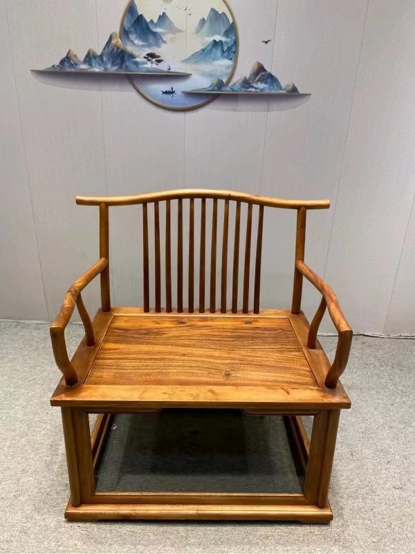 新中式帝王椅餐椅禅意茶椅圈椅家用简约椅子茶桌椅靠背实木围椅