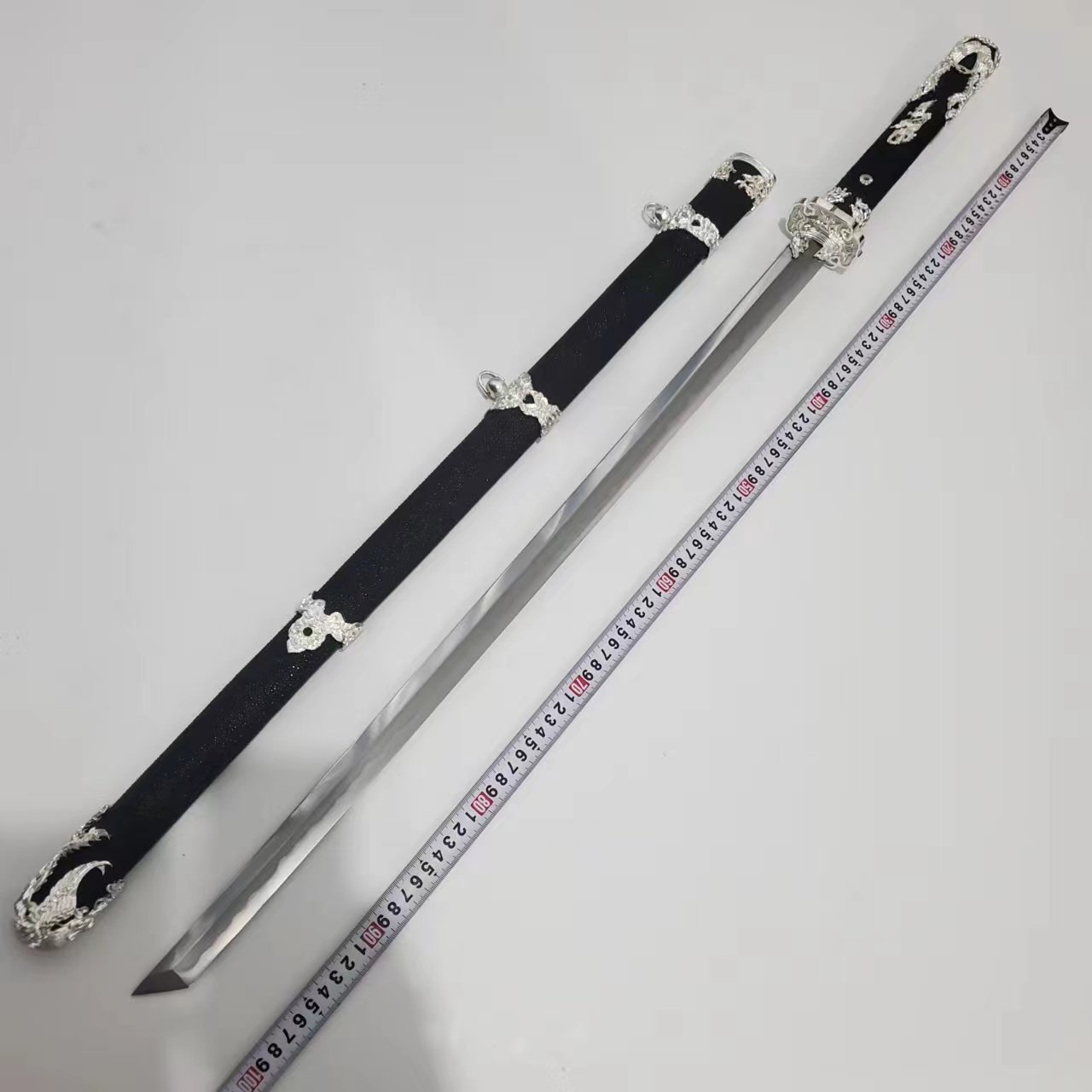 [九剑堂]火凤凰横横刀古法纯铜镀银乌兹钢七枚合手工艺品未开刃