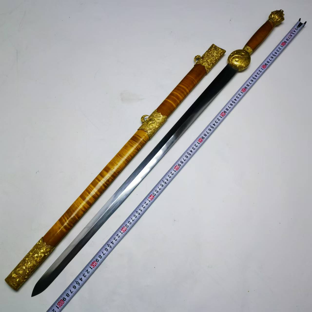  [九剑堂]天元剑钟馗剑长剑龙泉剑黑檀毛铁草钢一体龙骨未开刃