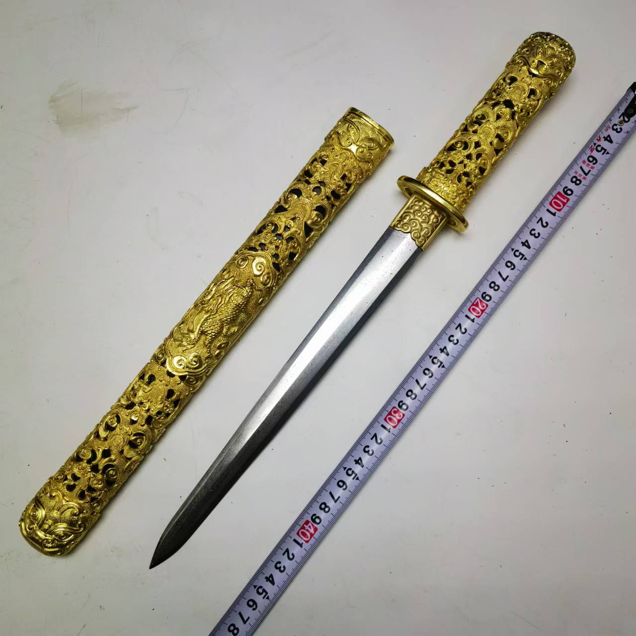 [九剑堂]全铜麒麟短刀剑手工艺品纯铜一体龙骨未开刃