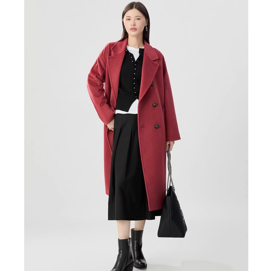 GIRDEAR/哥弟秋冬新款高端显瘦时尚百搭气质绵羊毛大衣/1400775