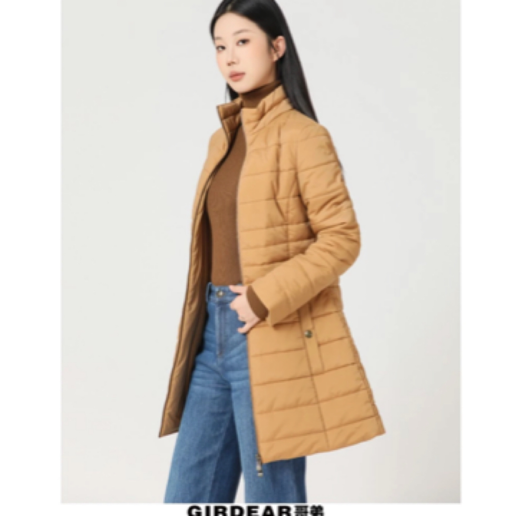 GIRDEAR/哥弟双12百搭舒适双头拉链新雪丽绗缝棉服外套1400797