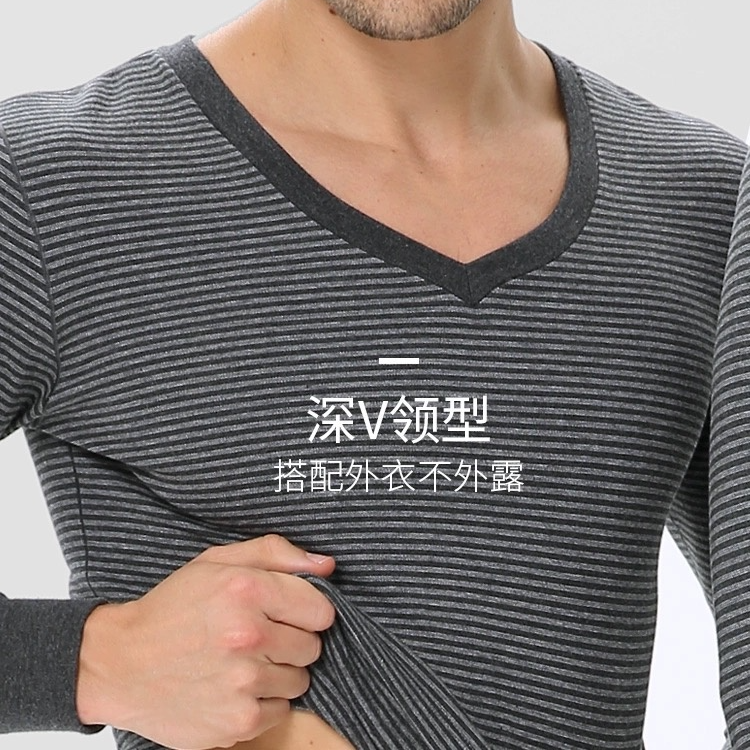 枪枪家男士条纹保暖套装Z41106