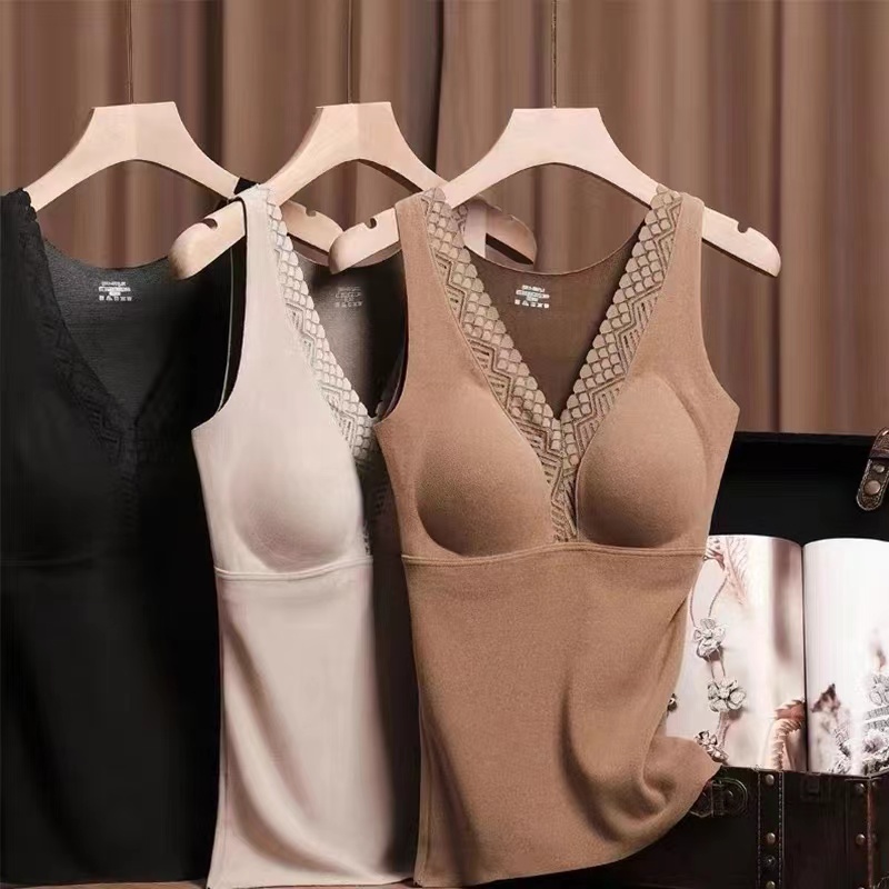 秋冬德绒V领带杯内衣保暖背心Z1935