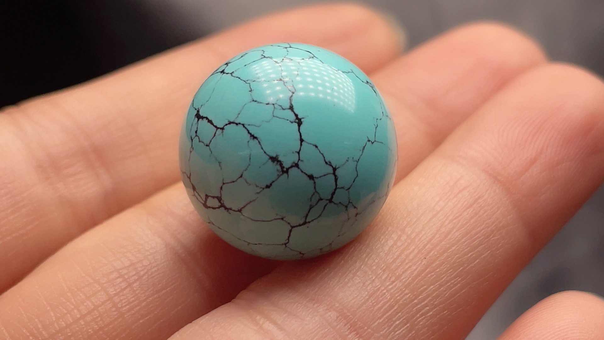 原矿绿松石高瓷绿松石水草纹 圆珠 尺寸18mm 克重7.8g 