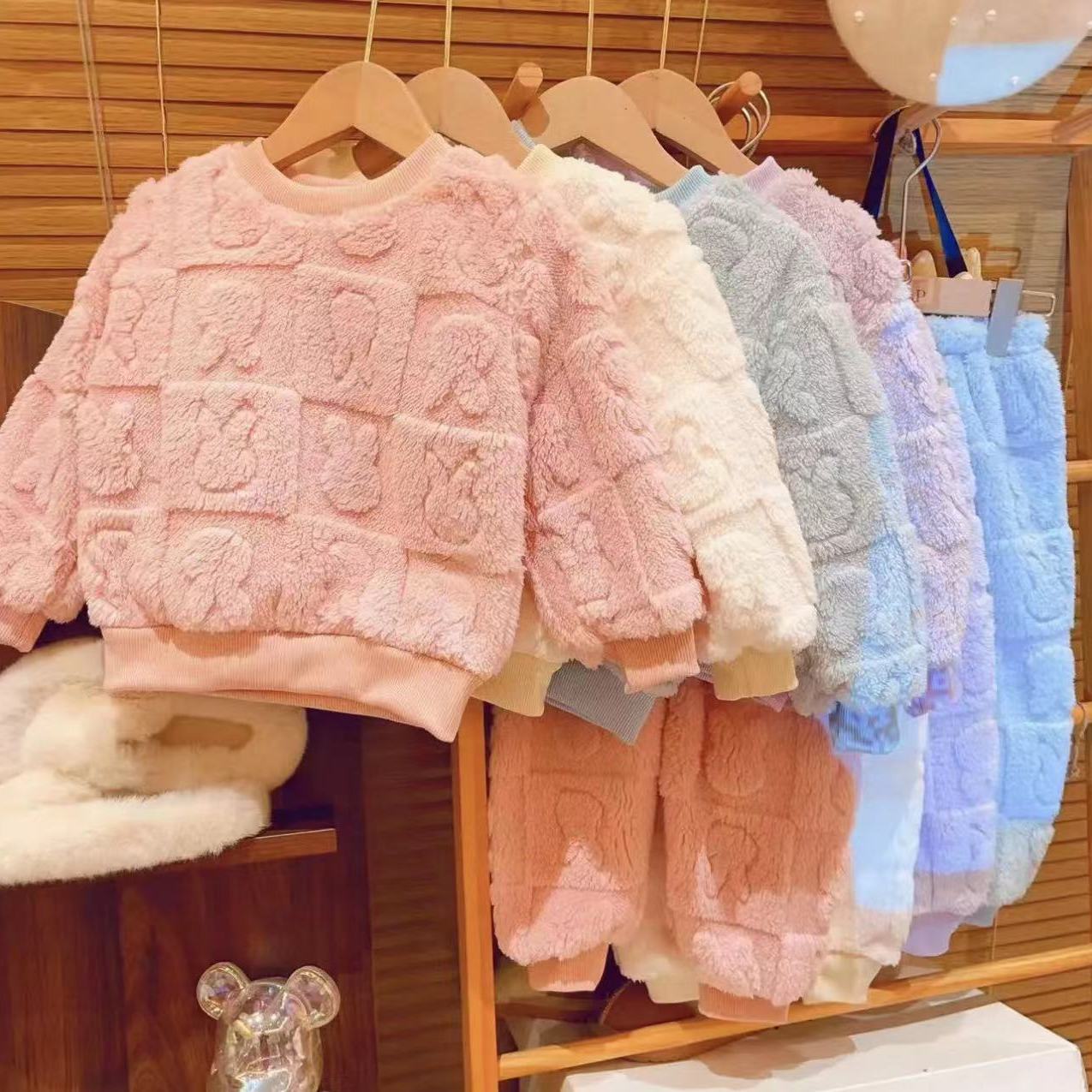 【加厚加绒】儿童保暖睡衣女孩秋冬季男童睡衣宝宝法兰绒洋气家居服