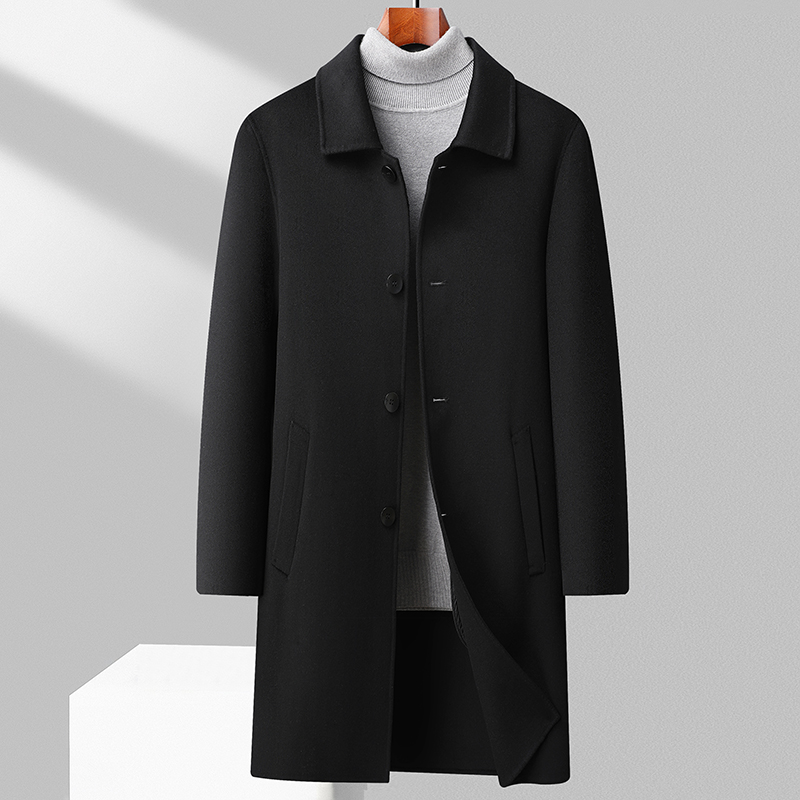 【孙漂亮轻熟风推荐】冬季新款男士大码商务休闲双面毛呢大衣外套