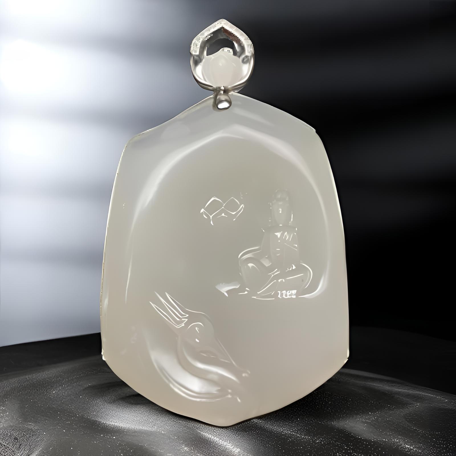 寂静之空 和田玉吊坠18k金镶嵌