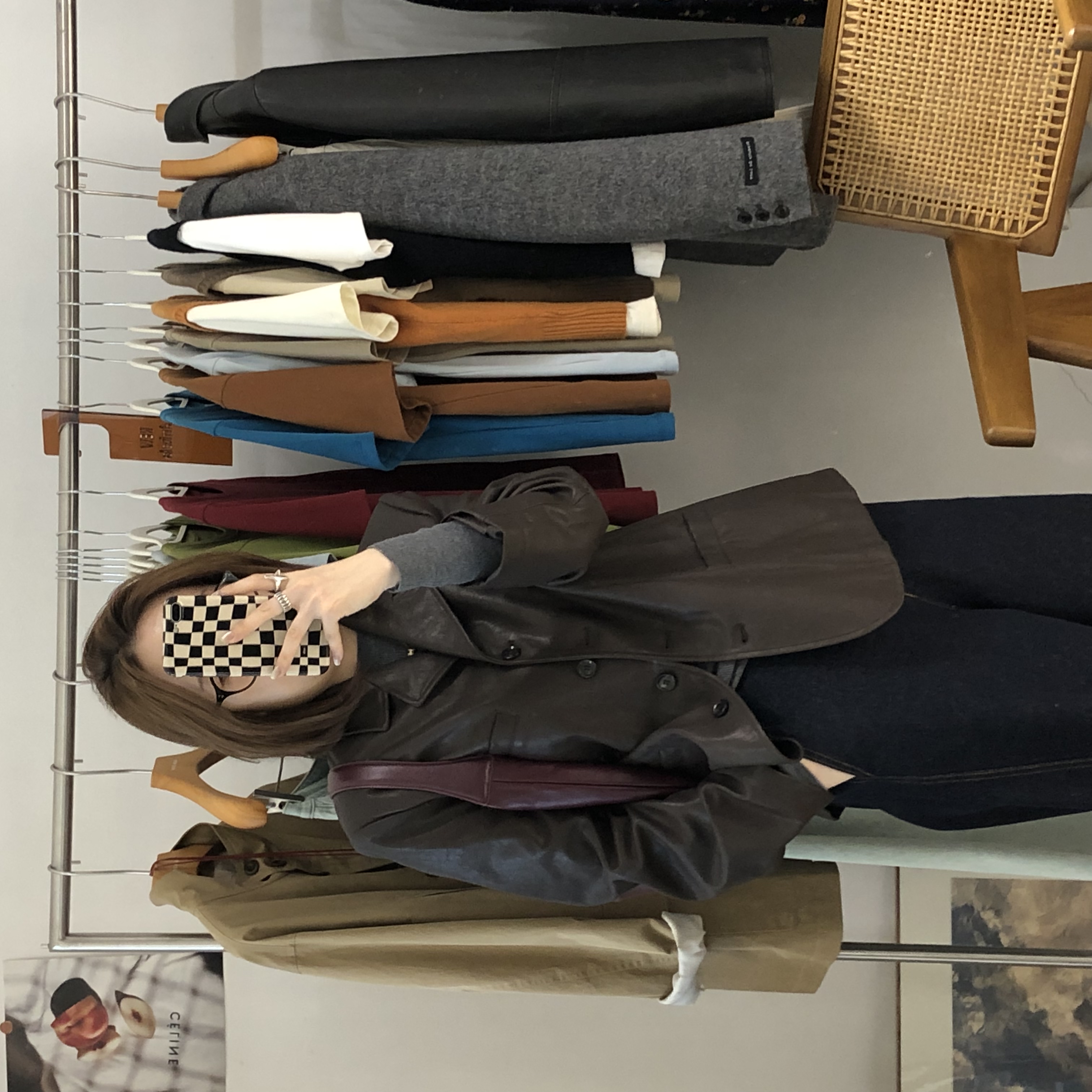 布朗尼-“美式复古”ins博主氛围感乌木色极简风休闲皮衣上衣外套女