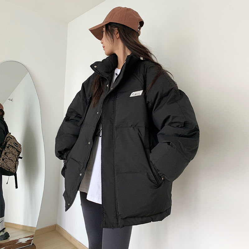 YAYA鸭鸭2024新款白鸭绒黑色立领羽绒服外套女冬季加厚韩版百搭宽