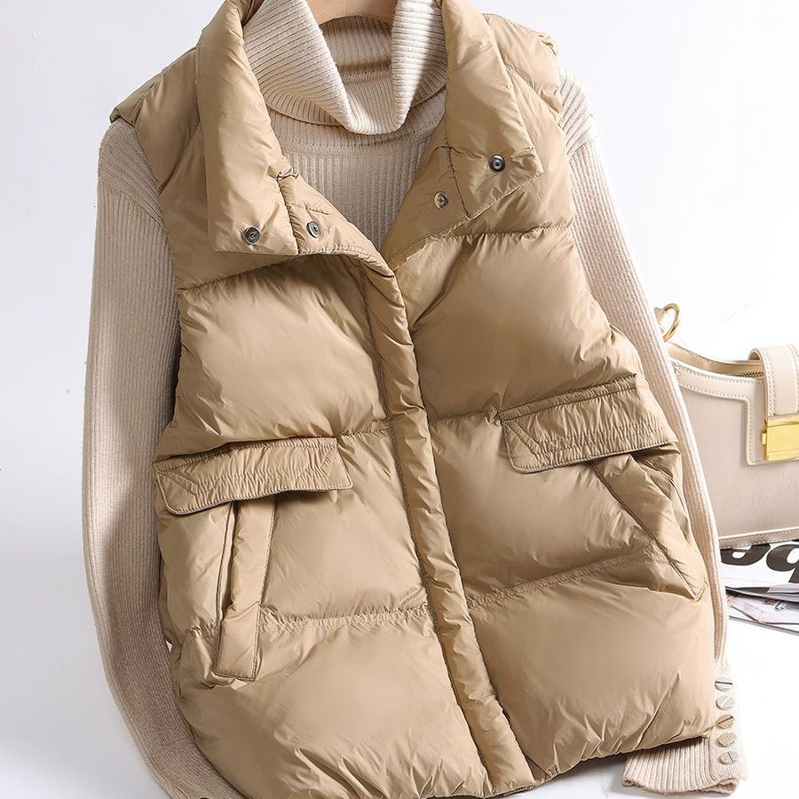 YAYA鸭鸭2024新款白鸭绒真羽绒服马甲女40到50岁羽绒服马甲女洋气