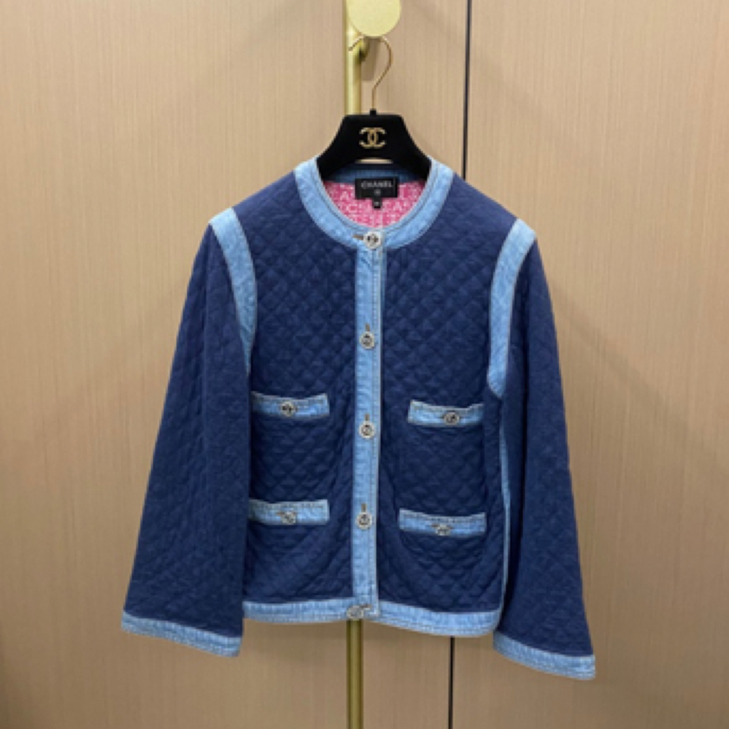 99新 Chanel/香奈儿 20P四口袋牛仔拼棉外套