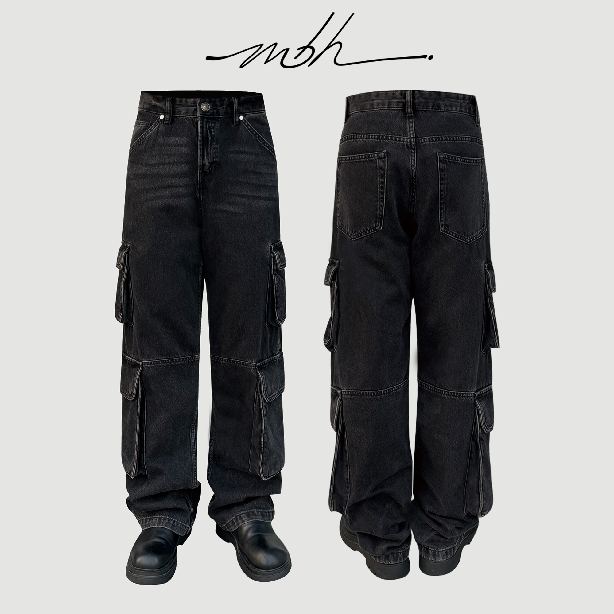 MBH | OVERALLS高级美式高街口袋饰工装裤Vibe街头直筒阔腿牛仔裤