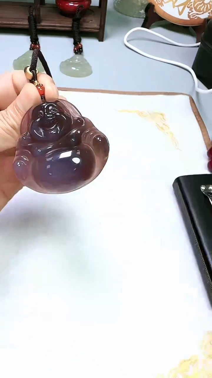 【闪购商品】玛瑙/玉髓颈饰未镶嵌紫玉大佛吊坠113