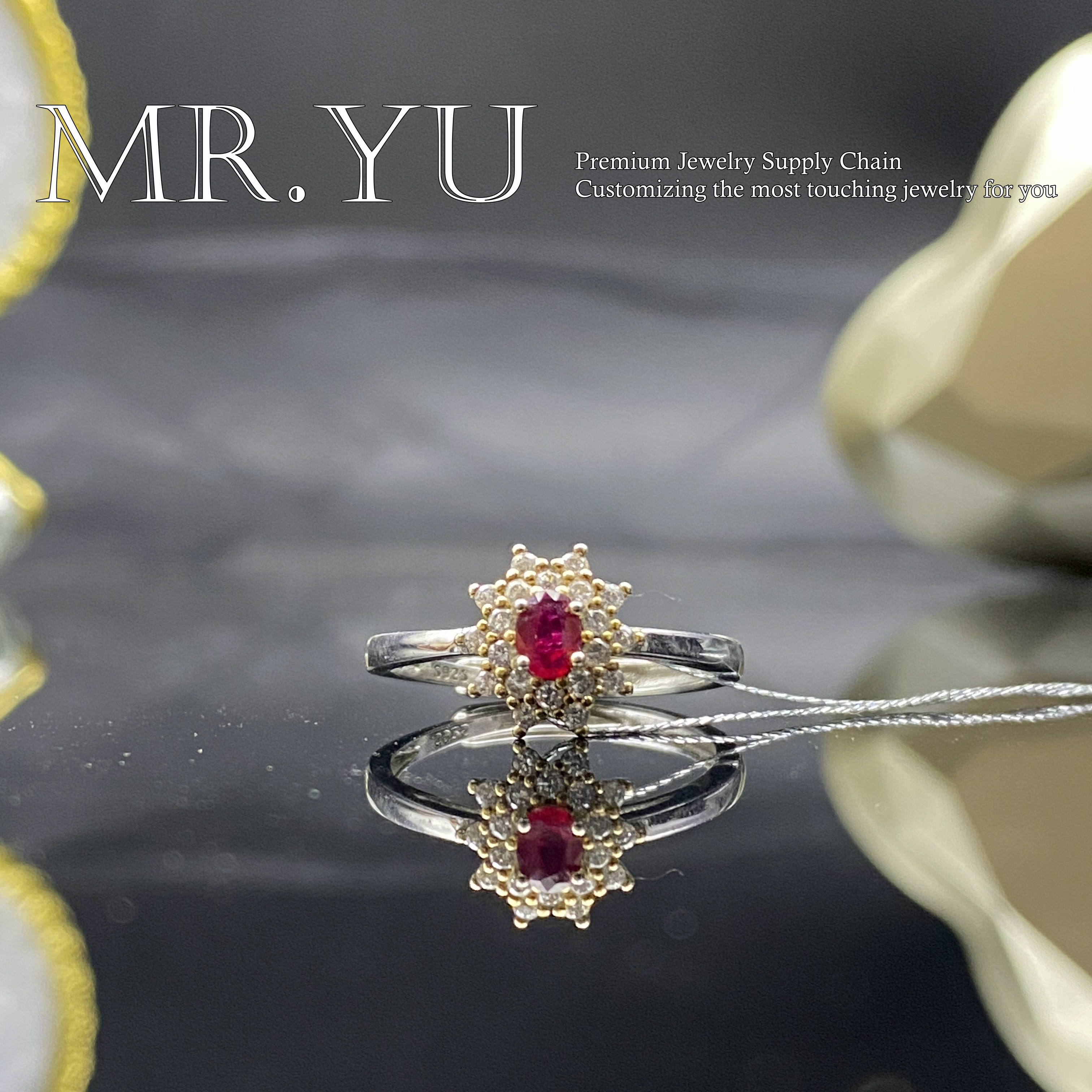 天然红宝石戒指气质轻奢时尚红色经典镶嵌hb50