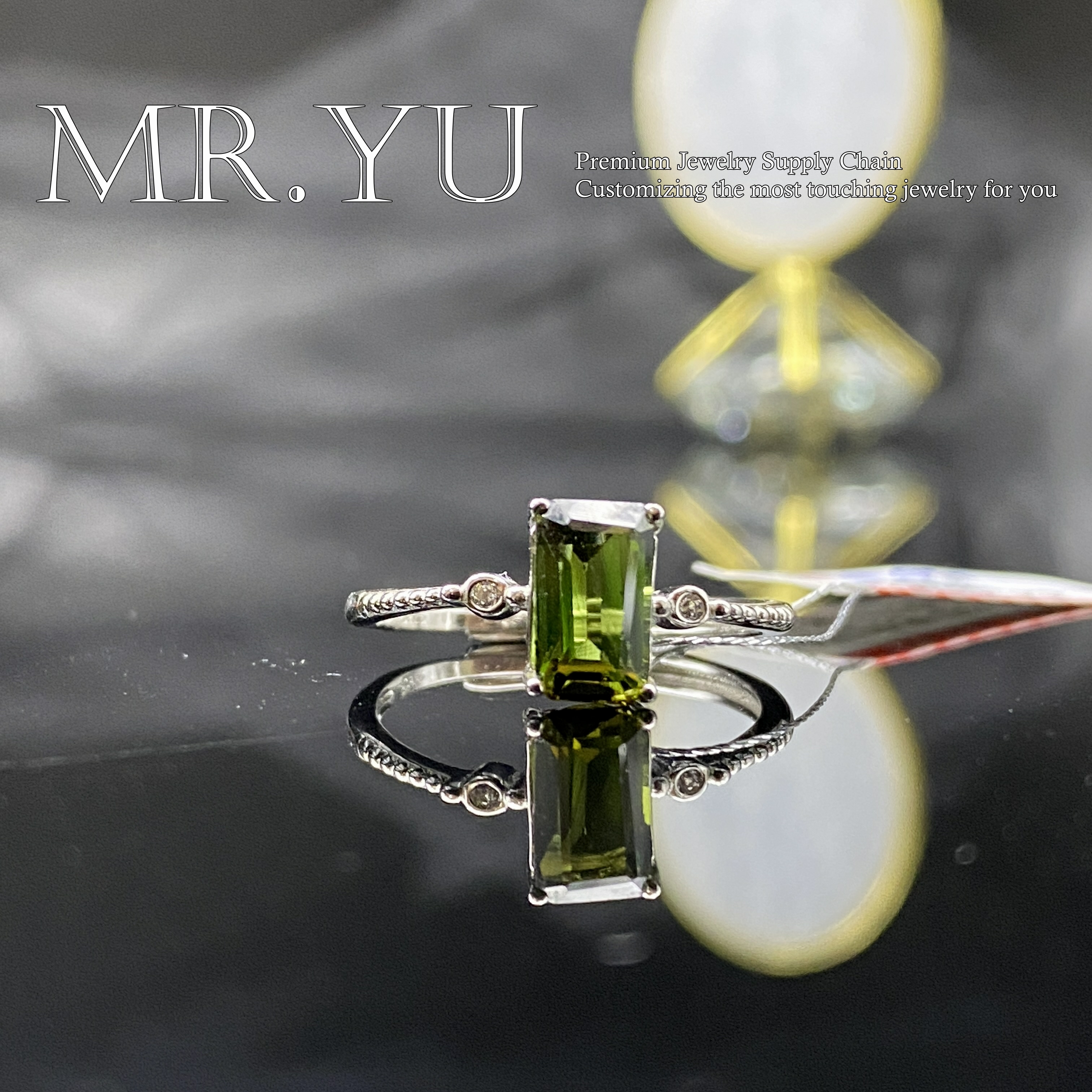 天然碧玺s925银戒指精美时尚优雅气质精致经典百搭开口戒指bx213