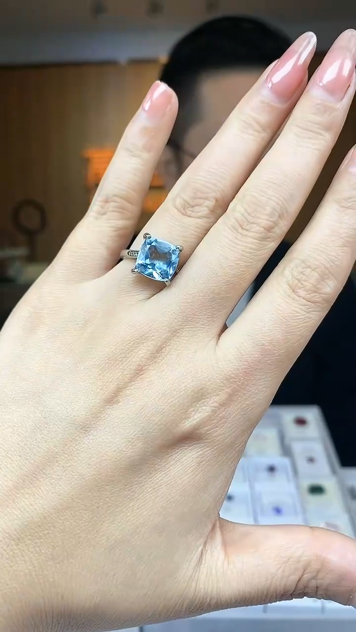 【闪购商品】托帕石戒指银S925镶嵌托帕石戒指