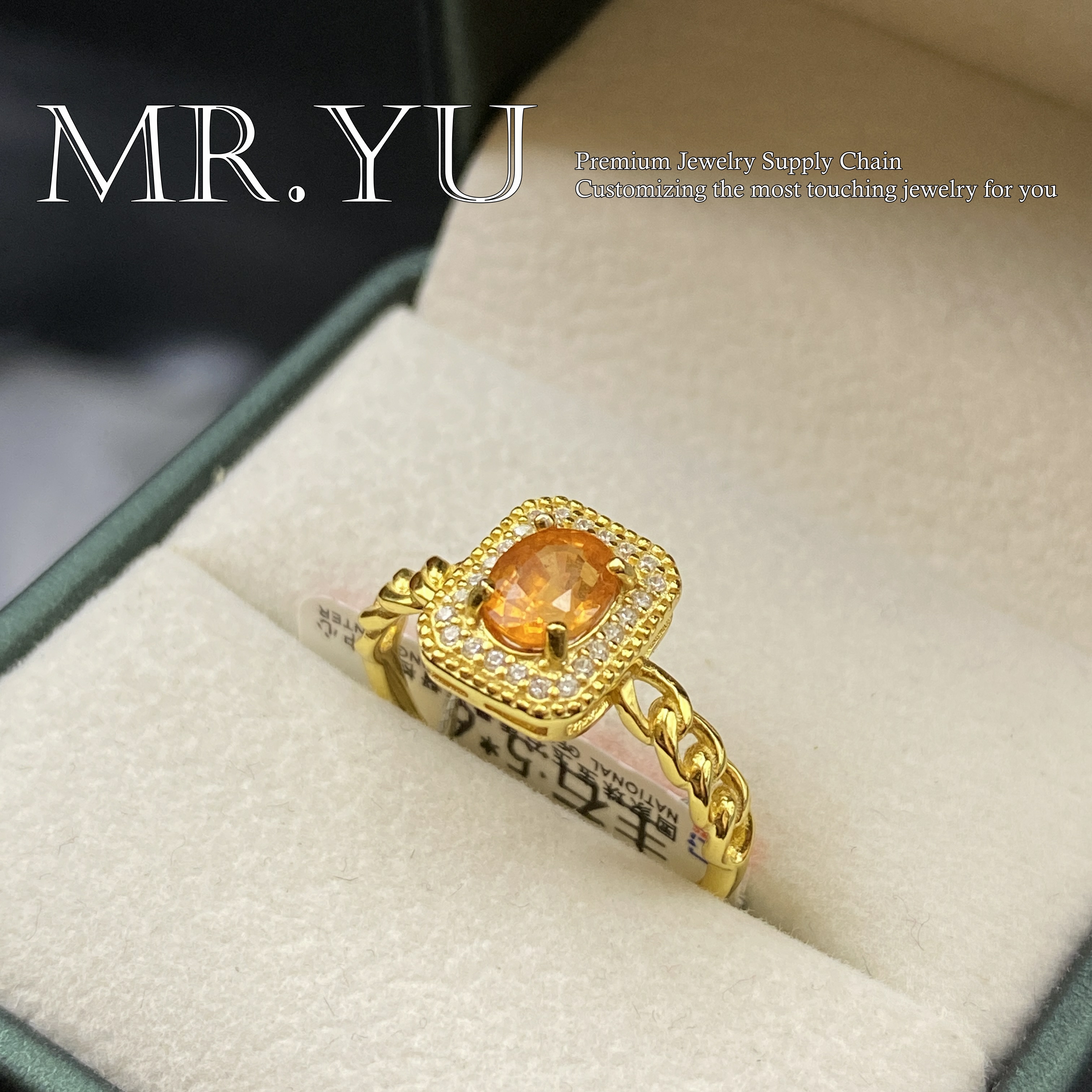 天然芬达石s925银戒指气质轻奢时尚精致精美满钻围镶开口戒指fd15