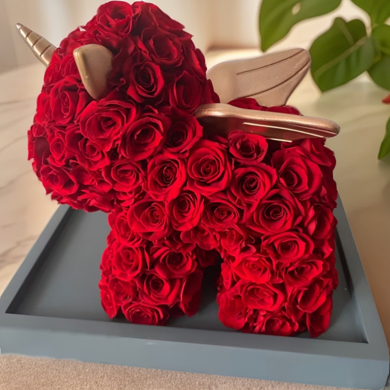 那些花儿【全玫瑰独角兽】鲜花永生花高端亚克力情人节送女友生日