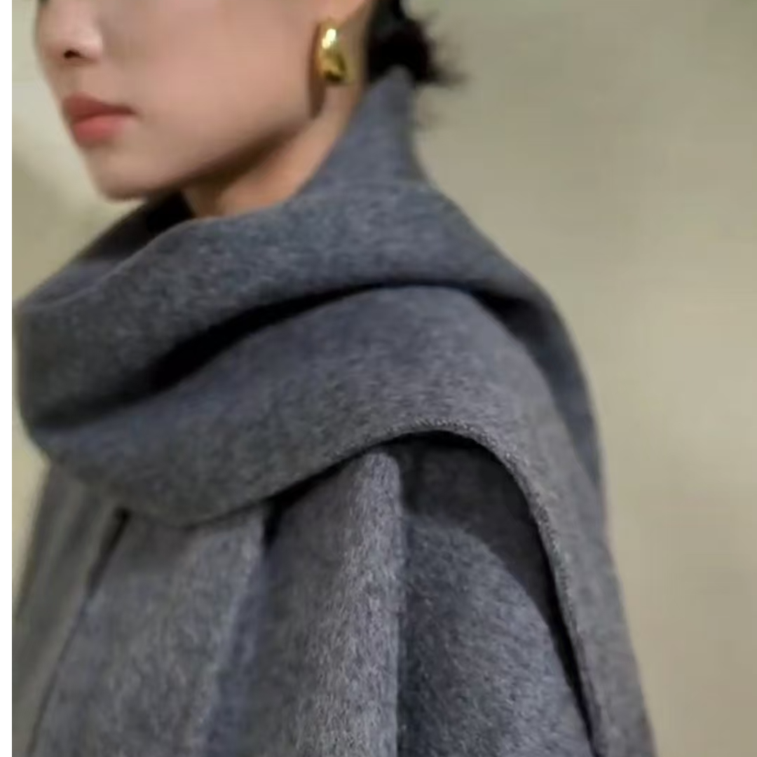 2025双面羊绒大衣女新款秋冬灰色百搭时尚流行气质毛呢外套加厚