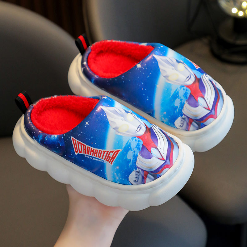 誉回力新款奥特曼儿童秋冬家居室内防滑保暖男孩卡通男童防水鞋子
