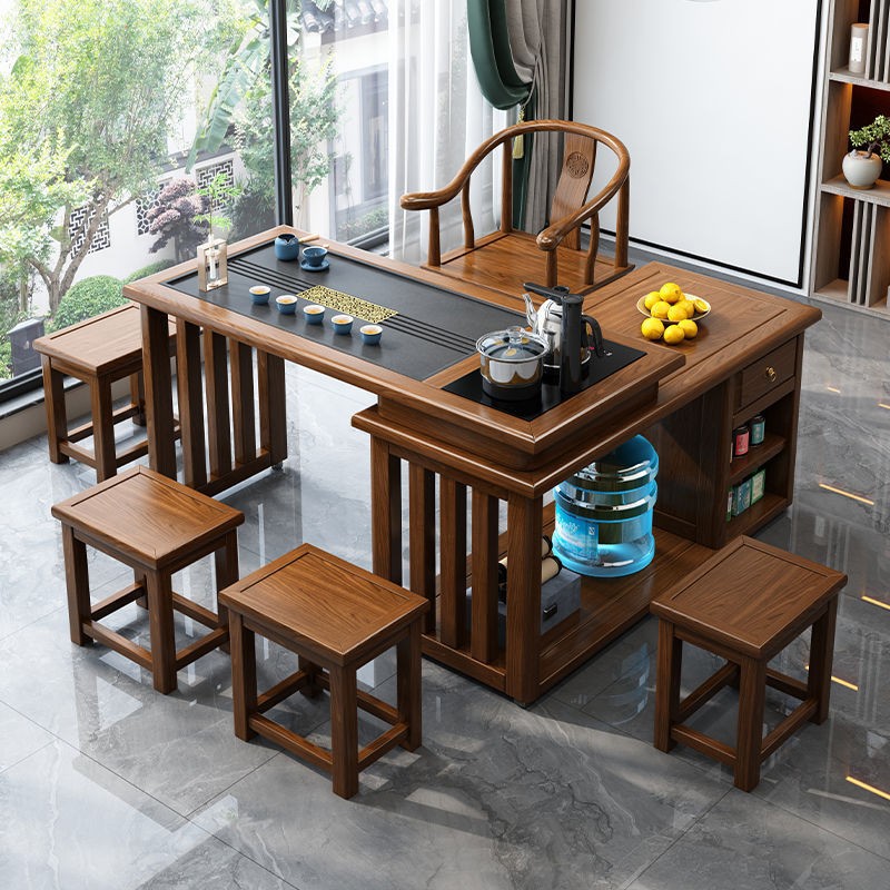 【直播】实木阳台小茶桌新中式简约现代小户型泡茶几360度旋转茶台