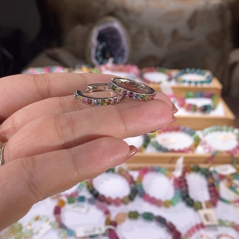 【闪购商品】碧玺耳环多样性发货银S925镶嵌