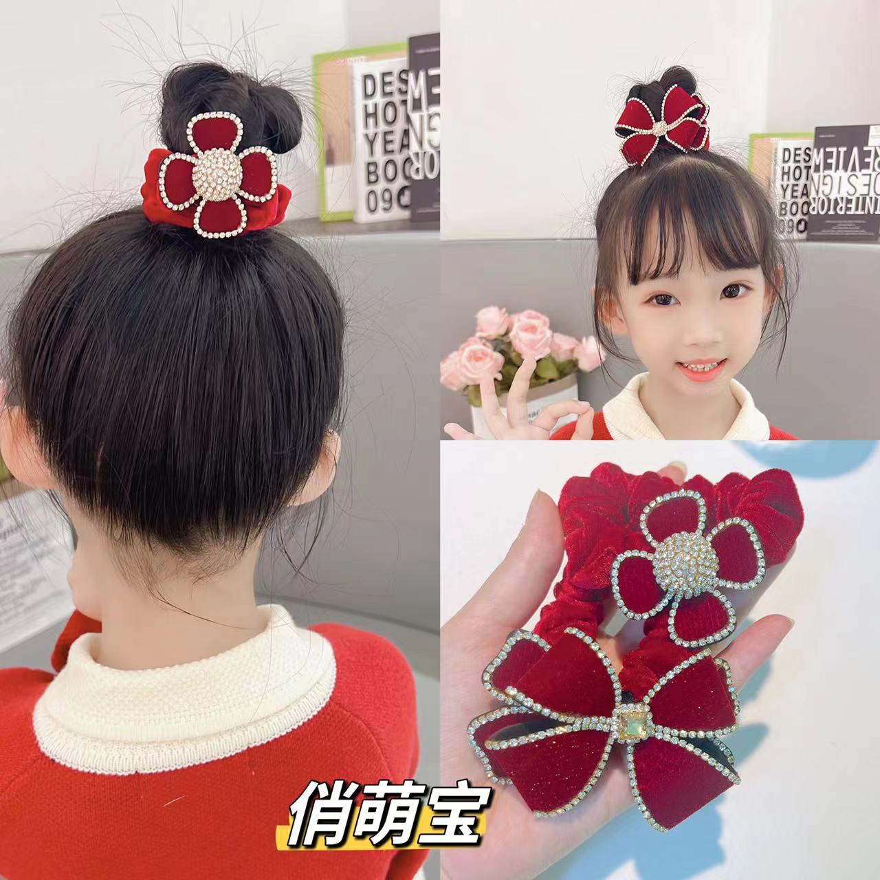 【俏萌宝】秋冬款皮筋花边大肠圈可爱儿童韩版气质发圈扎头绳发饰