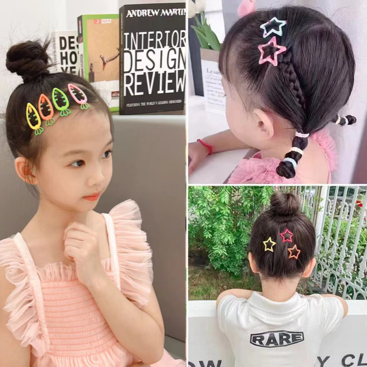 【俏萌宝】儿童多巴胺胡萝卜镂空碎发夹女孩刘海夹侧边可爱发饰BB夹