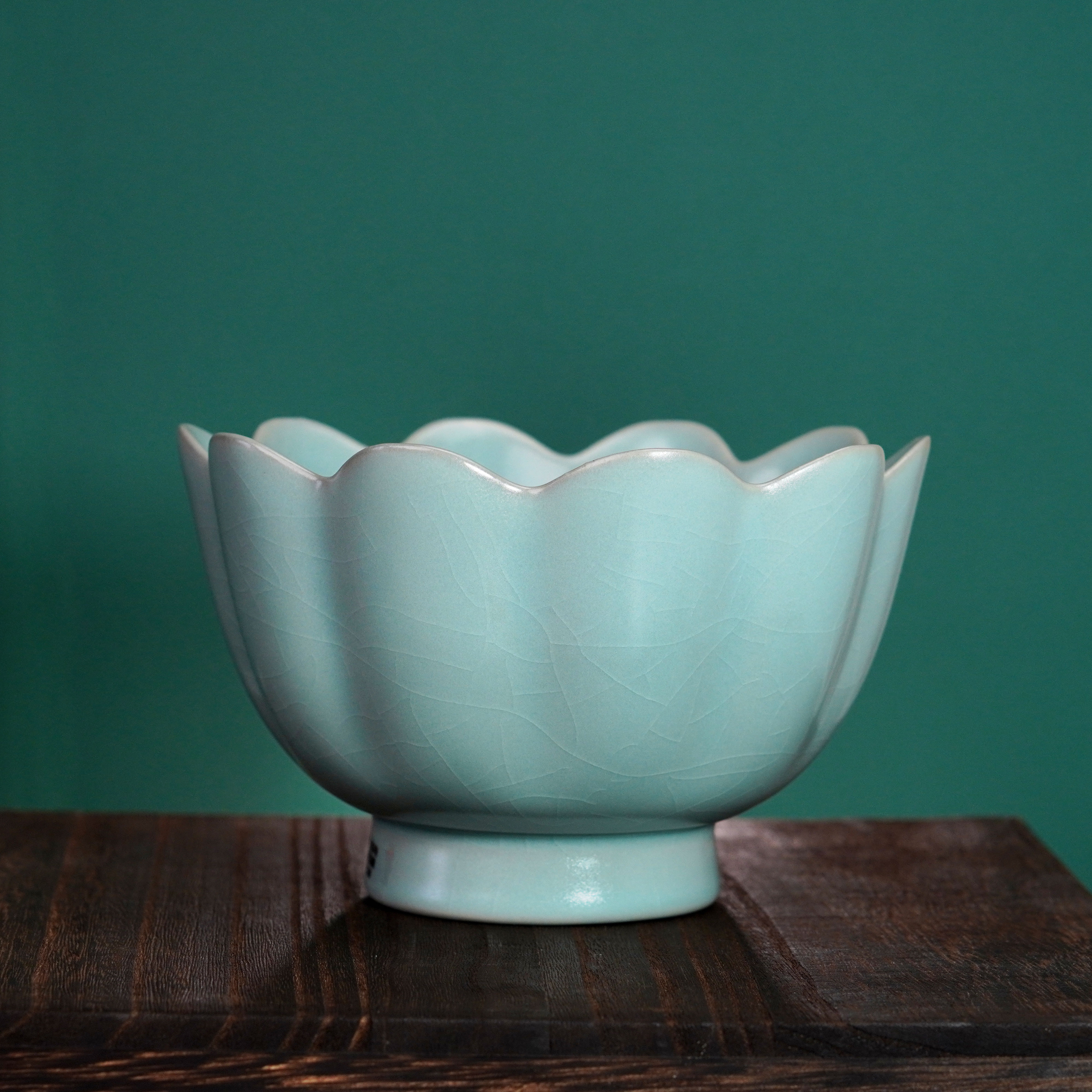 清凉寺汝官窑高端瓷器原矿釉仿古天青釉莲花温碗 汝瓷收藏