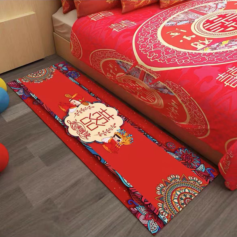 睿洋喜庆姻缘客厅卧室床边浴室可裁剪可水洗进门入户结婚飘窗地垫