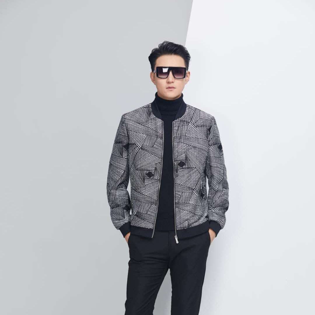 【格尚】GS9064韩风轻奢【格尚】GS9064韩风轻奢黑白条纹夹克