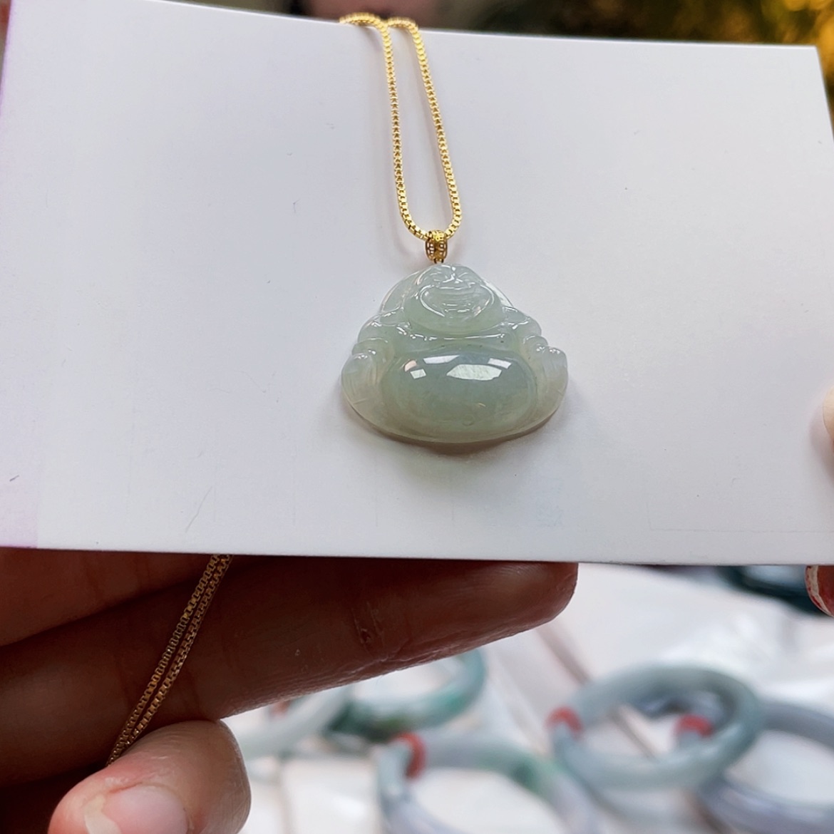 【闪购商品】翡翠吊坠(赠链)18K金镶嵌