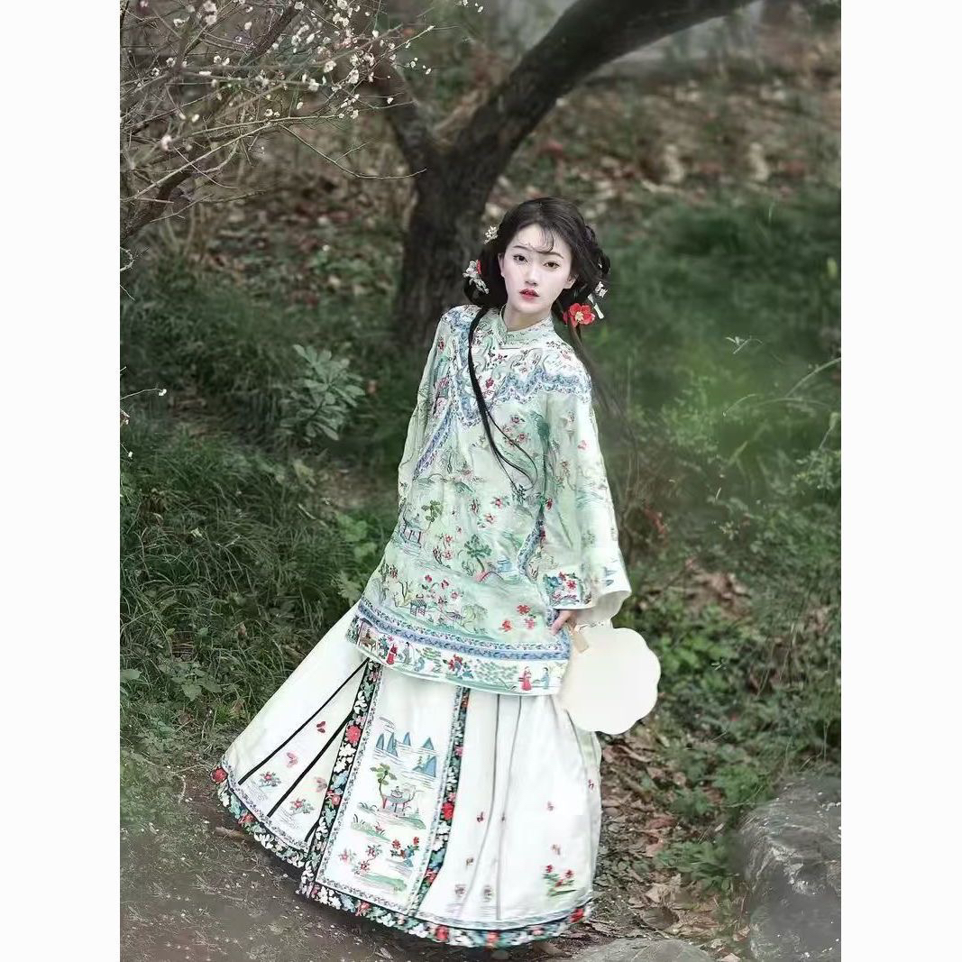 湖畔西洲-清汉女印花套装秋季新品日常百搭