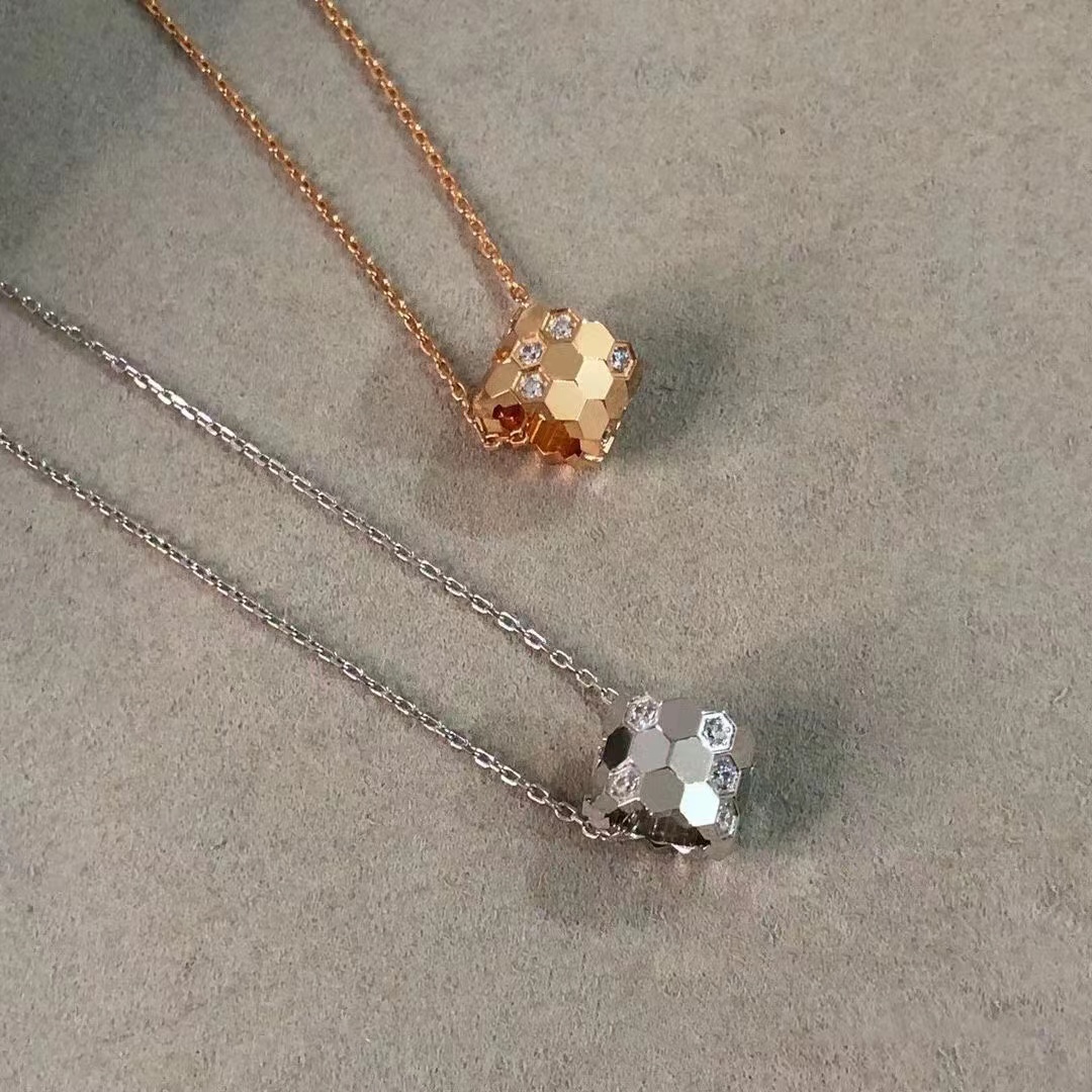 合金莫桑石项链  BB98 时尚百搭蜂巢项链女