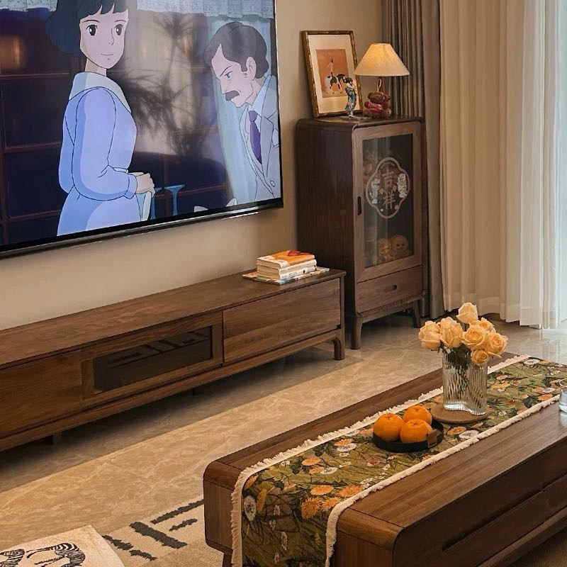 电视柜边柜极简客厅美式客厅新中式电视柜电视柜茶几组合木语