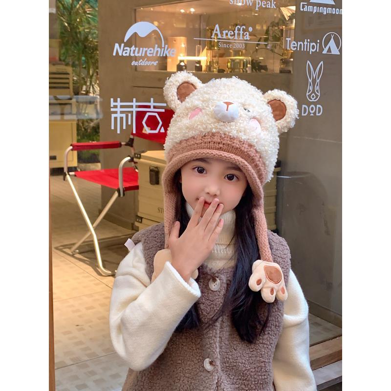 儿童帽子秋冬季宝宝毛线帽男女童加绒保暖防寒帽子韩版时尚卡通潮