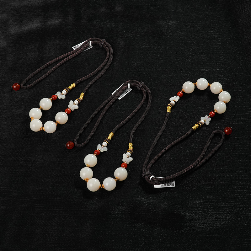 【老掌柜讲珠宝】DIY款/和田玉藕粉项链/15mm/多样性发一件 M53011