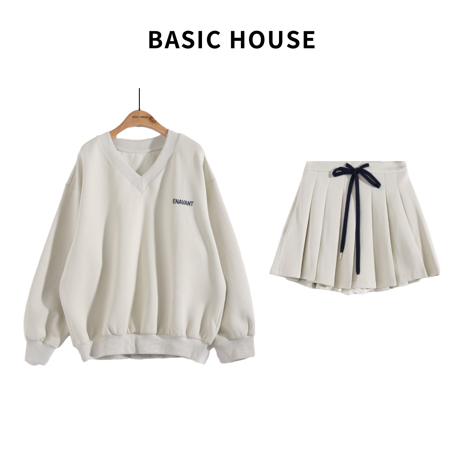Basic House/百家好百搭休闲时尚运动宽松圆领韩版套装G272-1-2