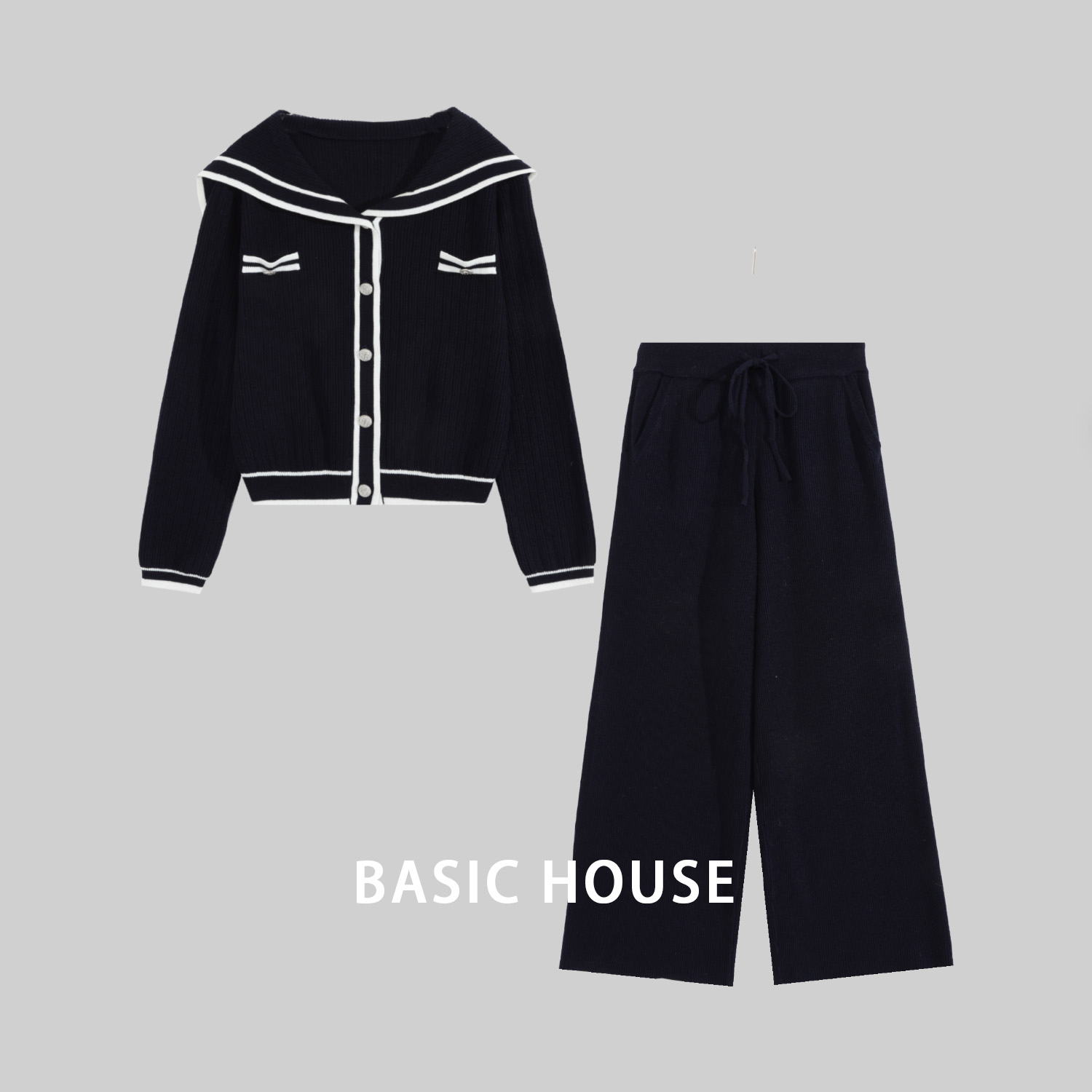 Basic House/百家好新款气质显瘦设计师款套装B0823B54102-2