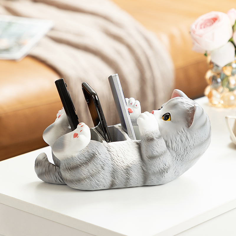慧心巧聚不生气猫咪收纳摆件卧室电视柜茶几网红创意春节装饰摆设