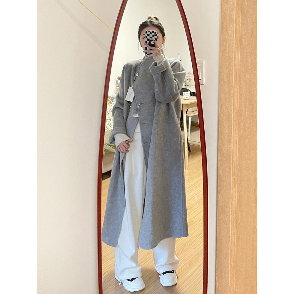 秋冬高级感灰色羊毛绒双面呢子大衣女秋冬加厚羊毛呢外套2023新款