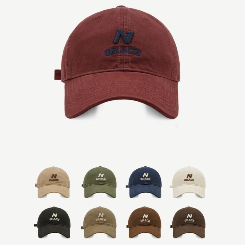 韩版百搭时尚立体N字母刺绣棒球帽男女街头情侣软顶鸭舌帽显脸小