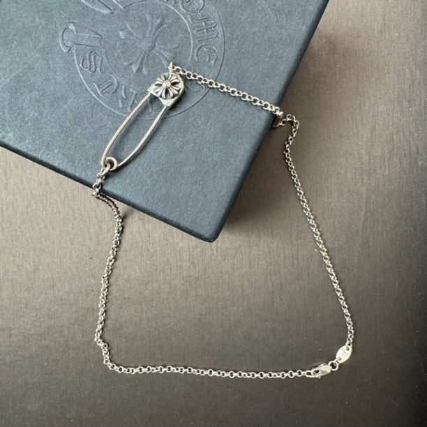 全新未使用 Chrome Hearts/克罗心 925银饰 别针马蹄扣十字项链