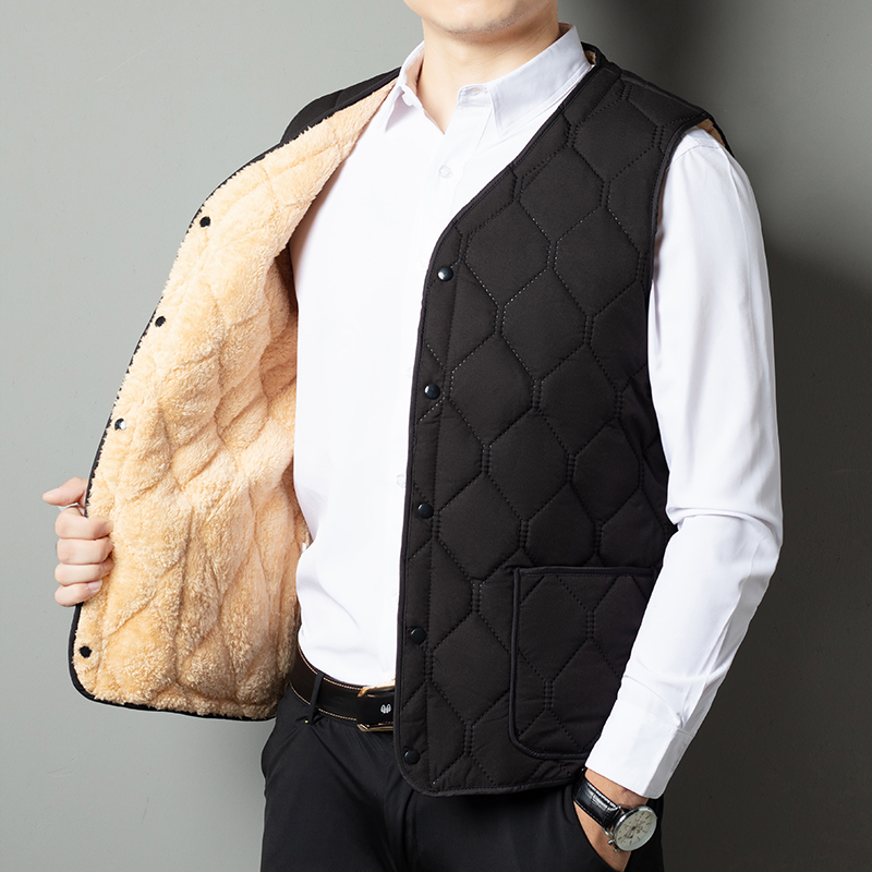 加绒加棉保暖男式休闲百搭棉马甲背心坎肩爸爸装（120-190斤）