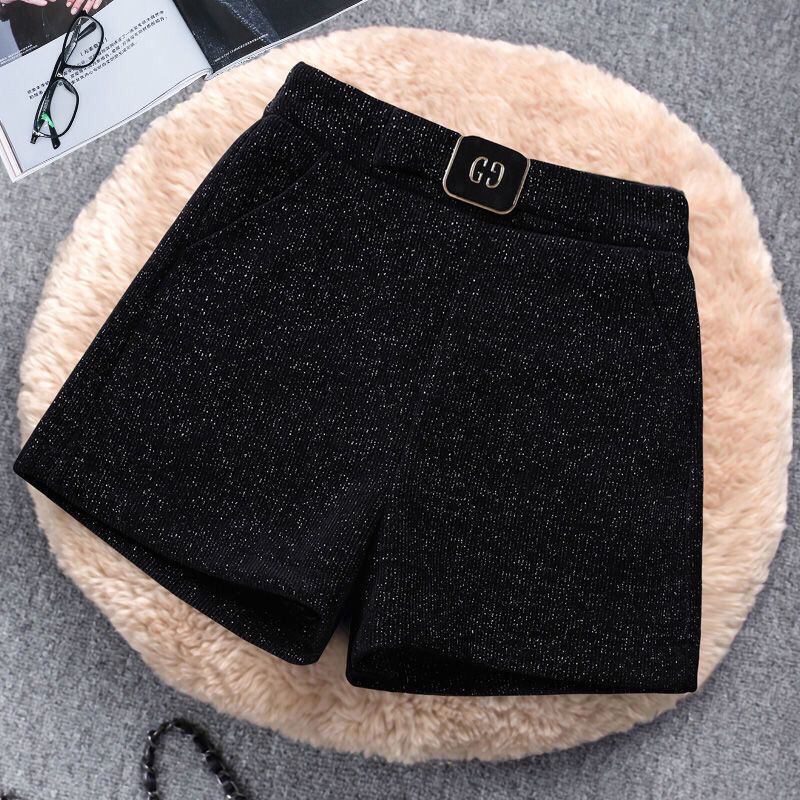 雪尼尔高腰a字短裤女秋冬季新款外穿时尚宽松显瘦阔腿裤宽松短裤