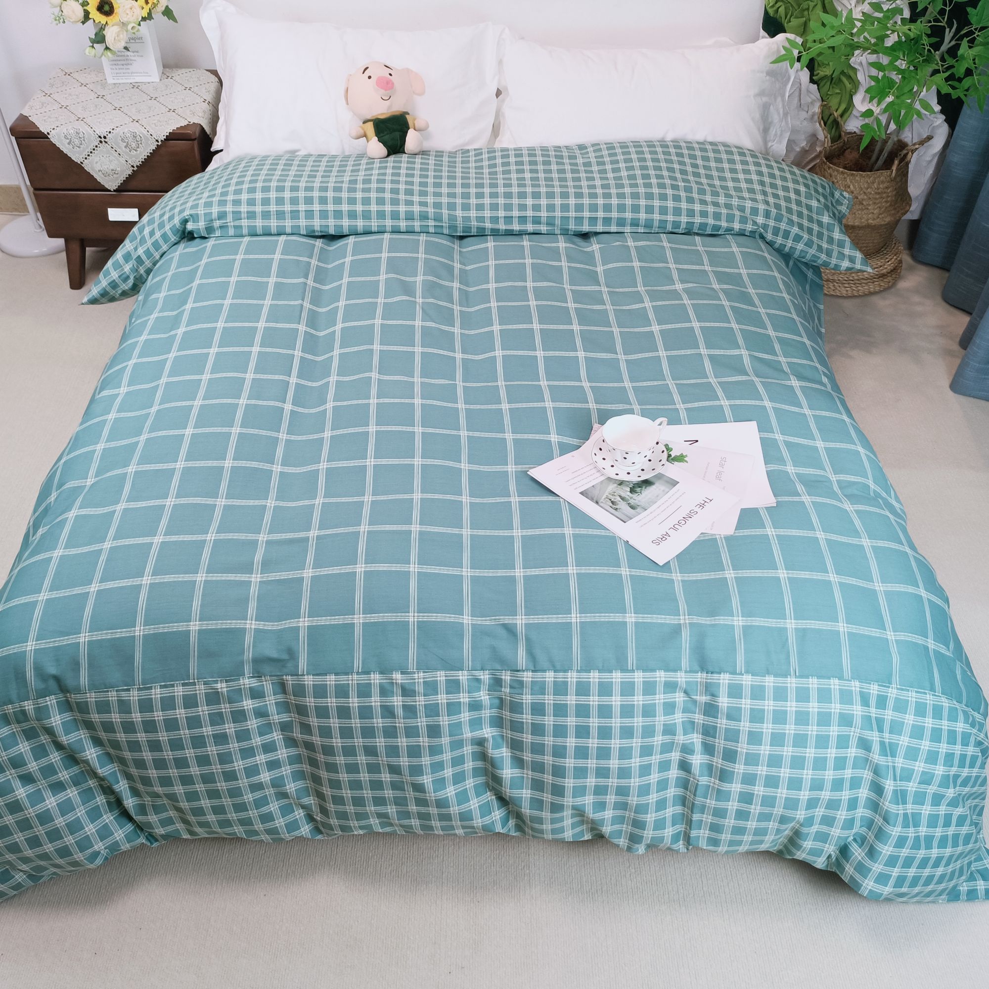 百分百纯棉格子被罩斜纹单人双人亲肤学生宿舍居家棉被罩棉被罩