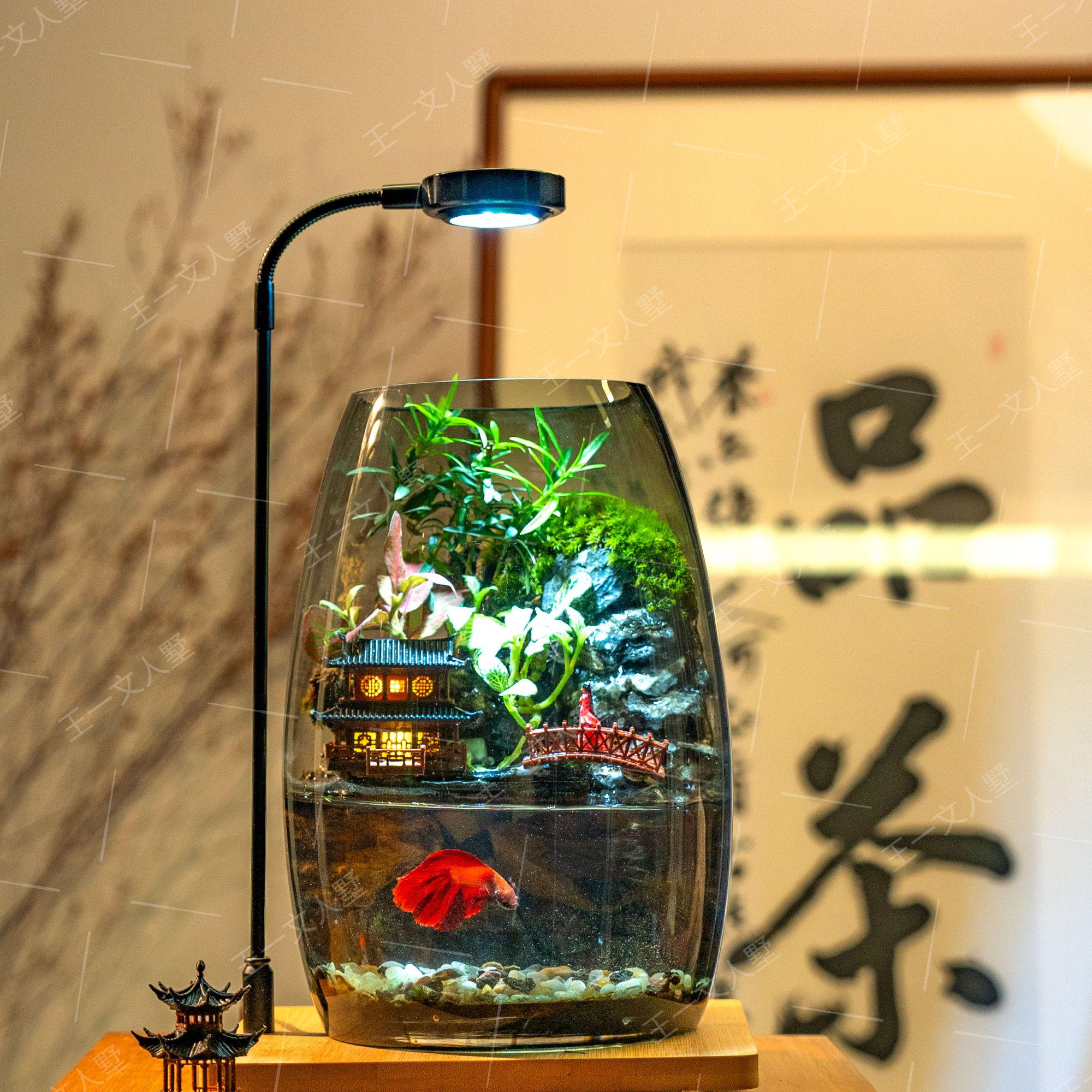 凤凰古镇G级纯手工艺术观赏微景观生态流水摆件