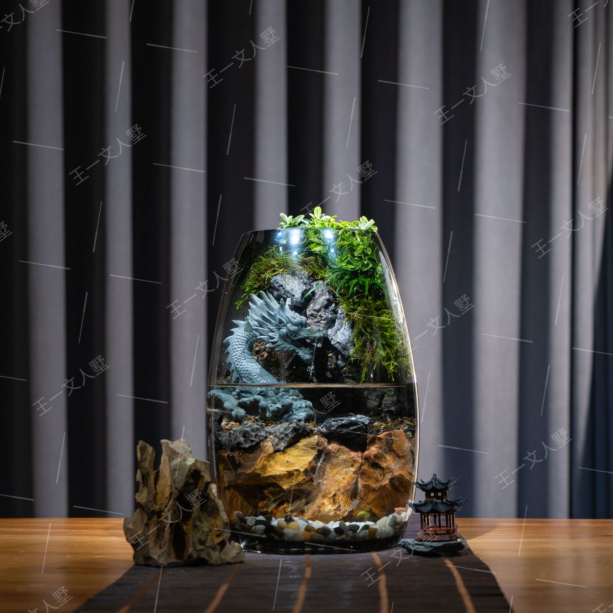 东方G款纯手工艺术苔藓观赏微景观客厅优质百搭生态流水摆件