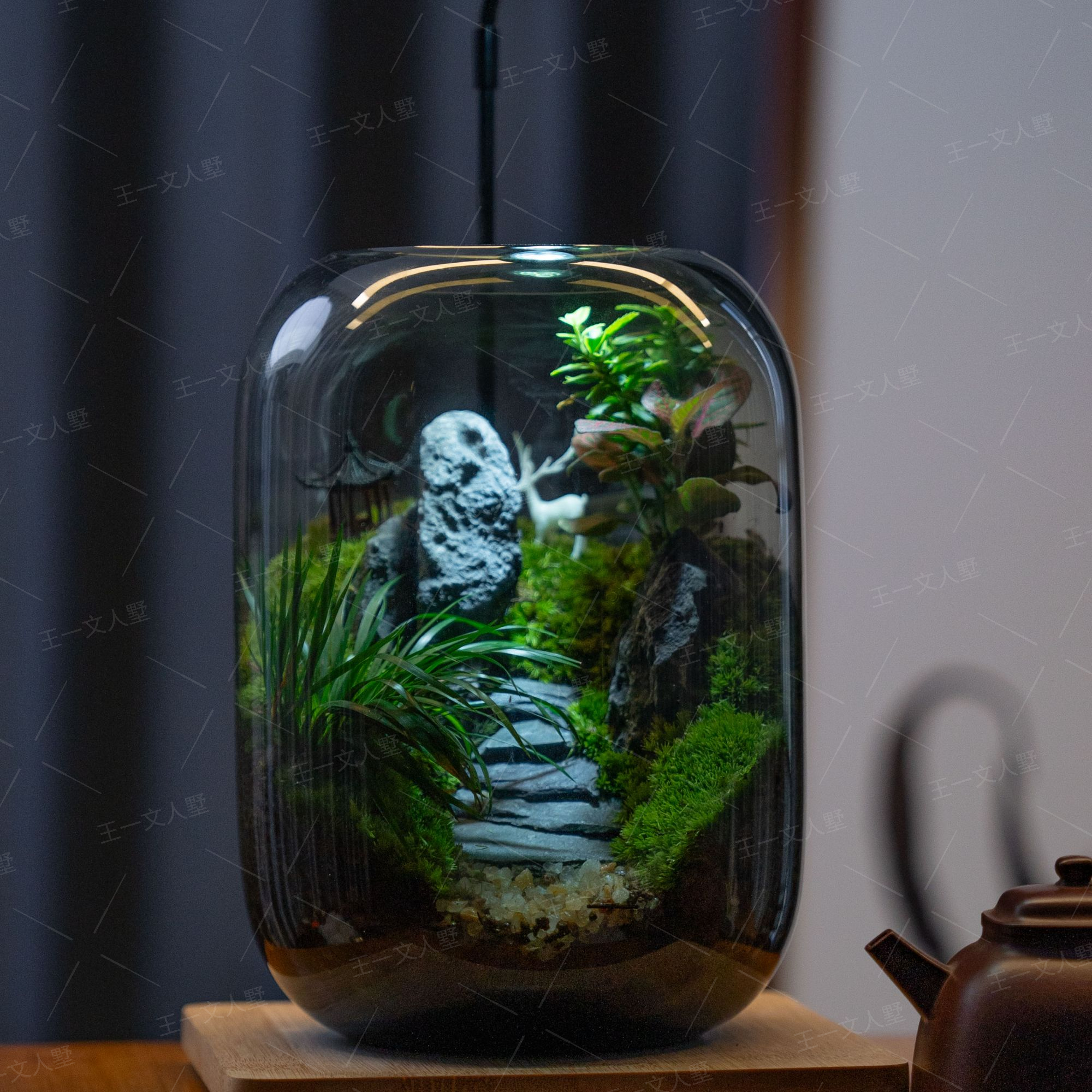 常青山步步高升摆件纯手工艺术苔藓观赏微景观